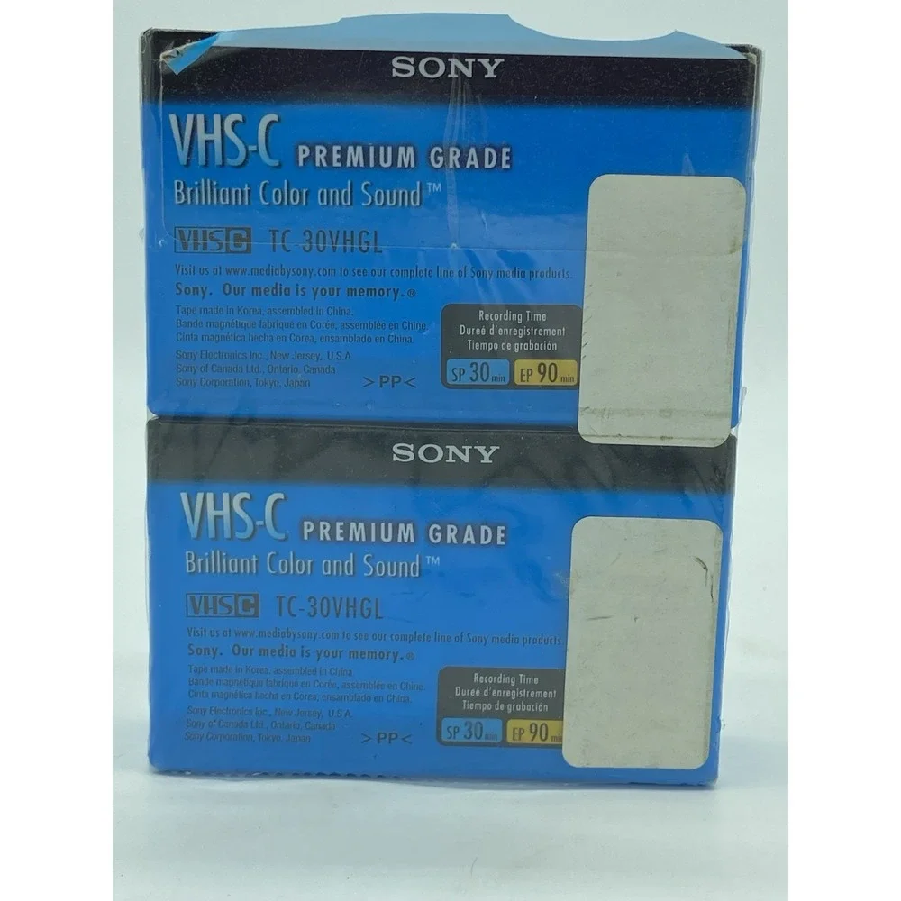 Sony‎ VHS-C Premium Cassette Tapes Blank 2-Pack Factory Sealed 30-Minute Record